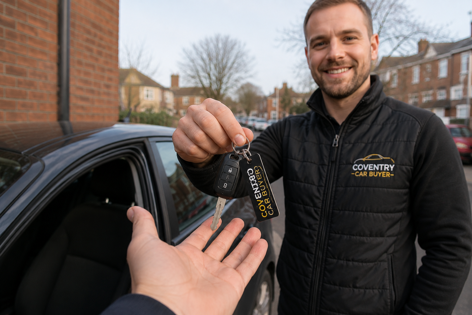 Car keys being handed over during a private car sale in Coventry