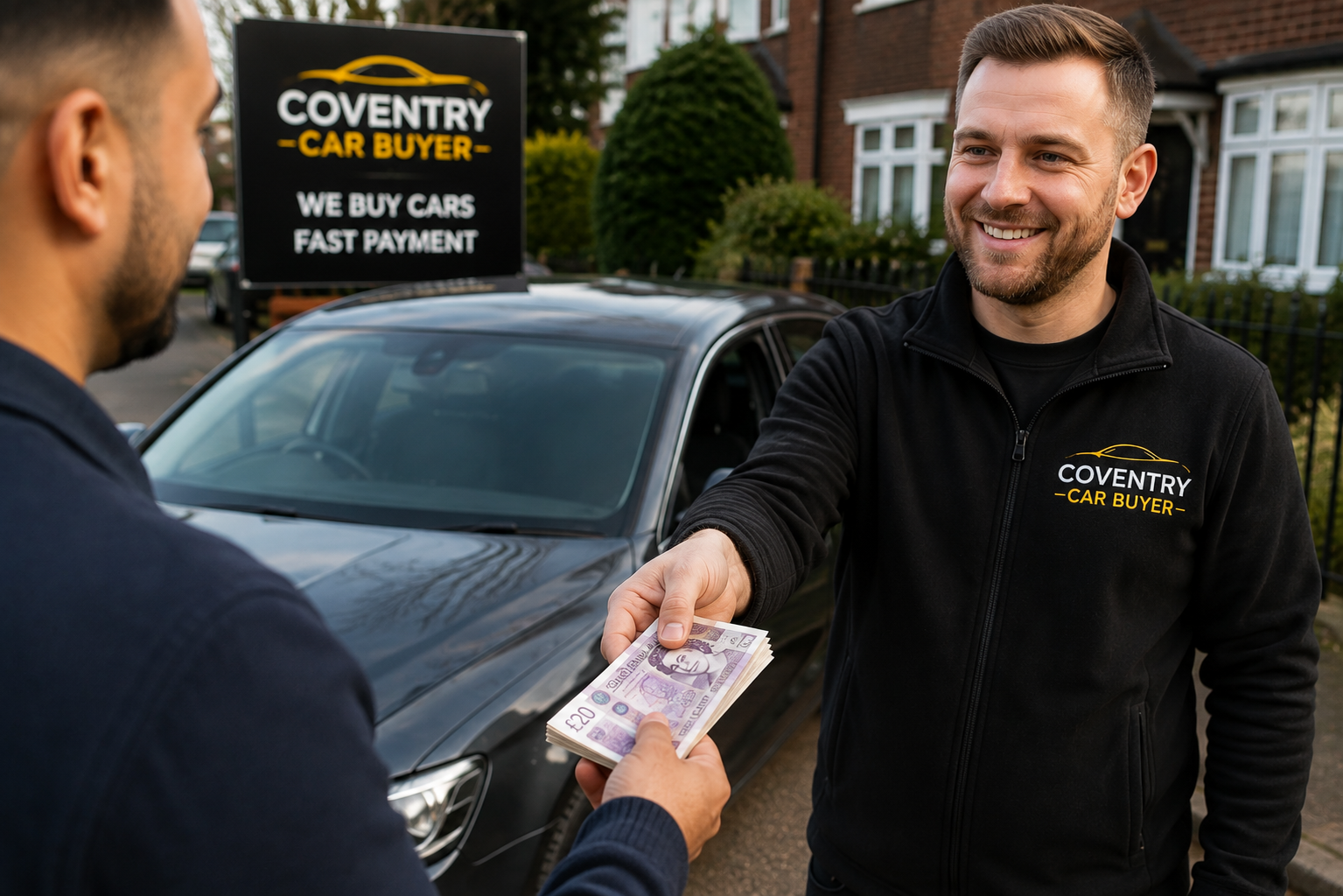 Cash payment being made for a car in Coventry