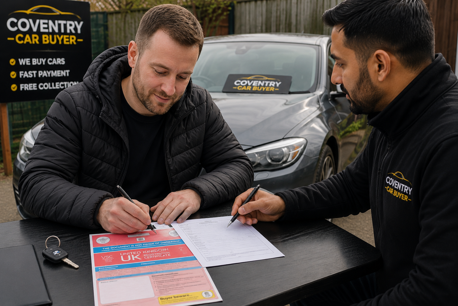V5C paperwork for a car sold in Coleshill